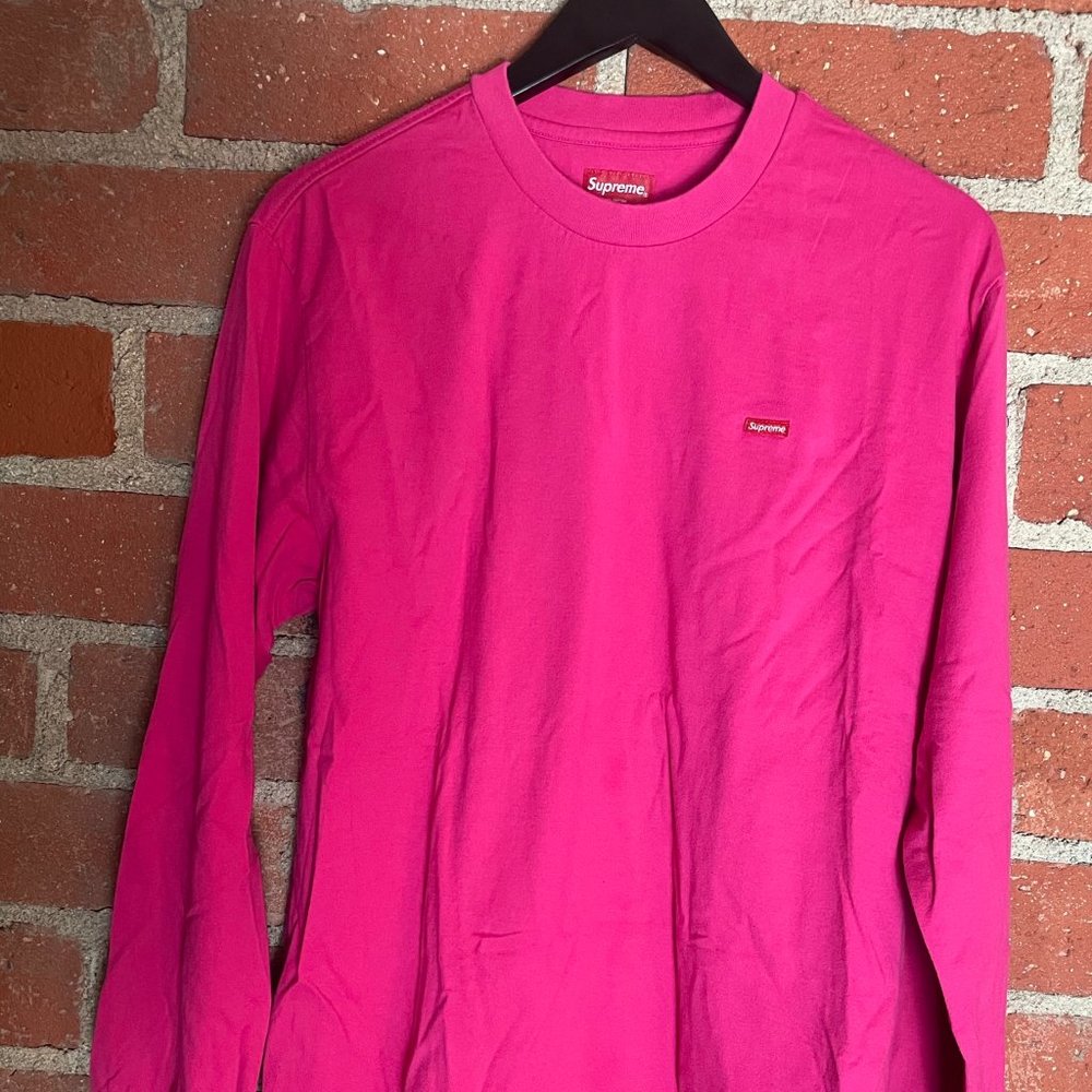 Supreme Pink Box Logo Long Sleeve T-Shirt - Size Medium
